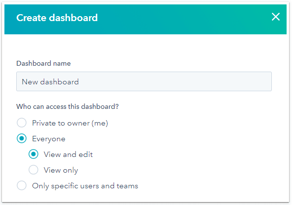 Create Dashboard in HubSpot CRM